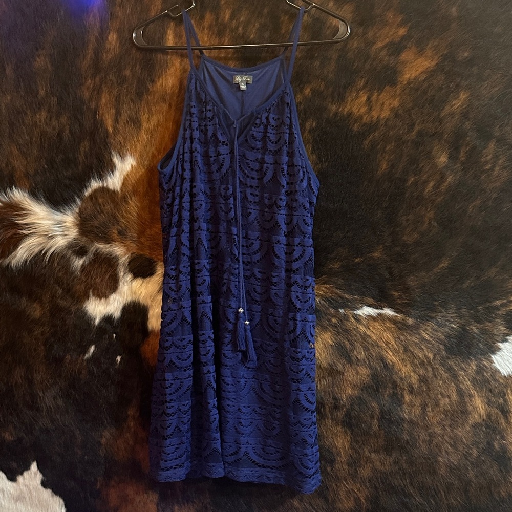 Lily Rose Deep Blue Lace Dress